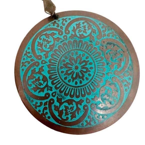 Copper blue circle pendant necklace - Picture 9 of 9